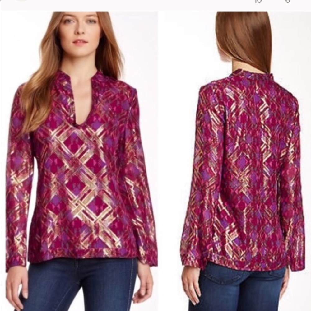 Tory Burch metallic chiffon tunic